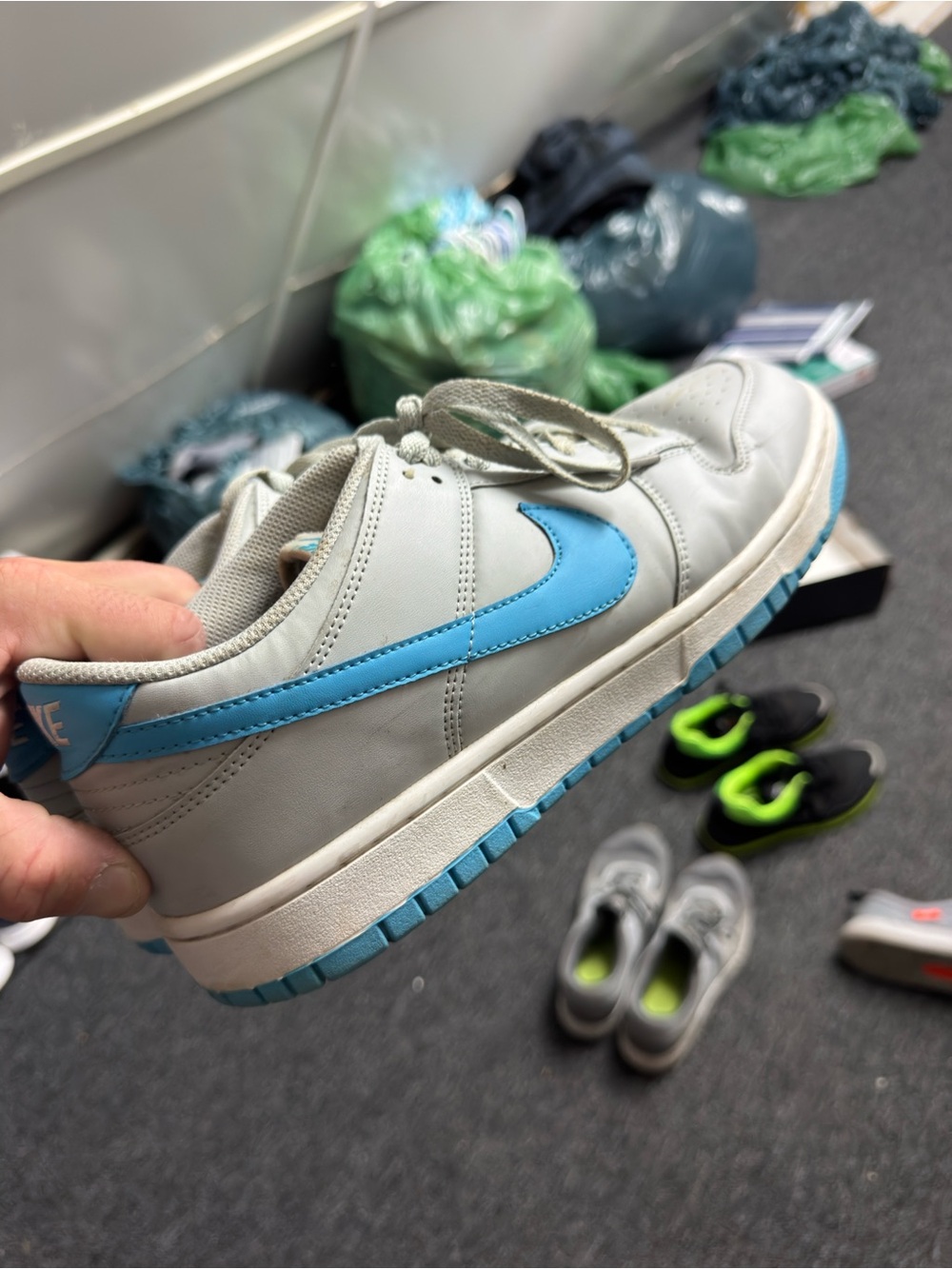 Nike Air Force 1’s Men's Low-Top Sneakers in Light Gray and Blue